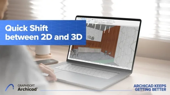 Archicad 25 Kiire ümberlülitus 2D ja 3D vahel