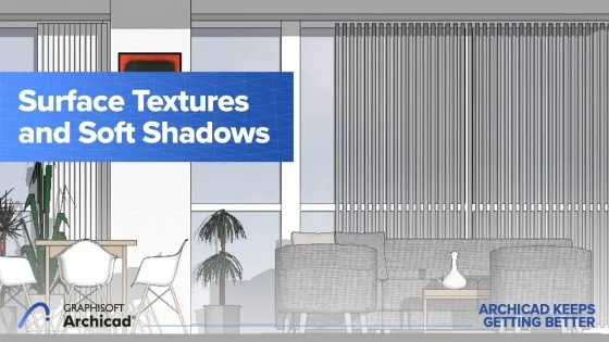 Archicad 25 pehme varjutus ja katterastrite valik tekstuurides